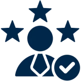Person with stars and checkmark icon