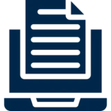 Document and laptop illustration